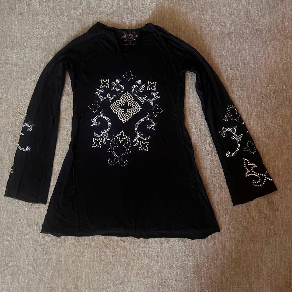Elegant Black Embellished Women's Top